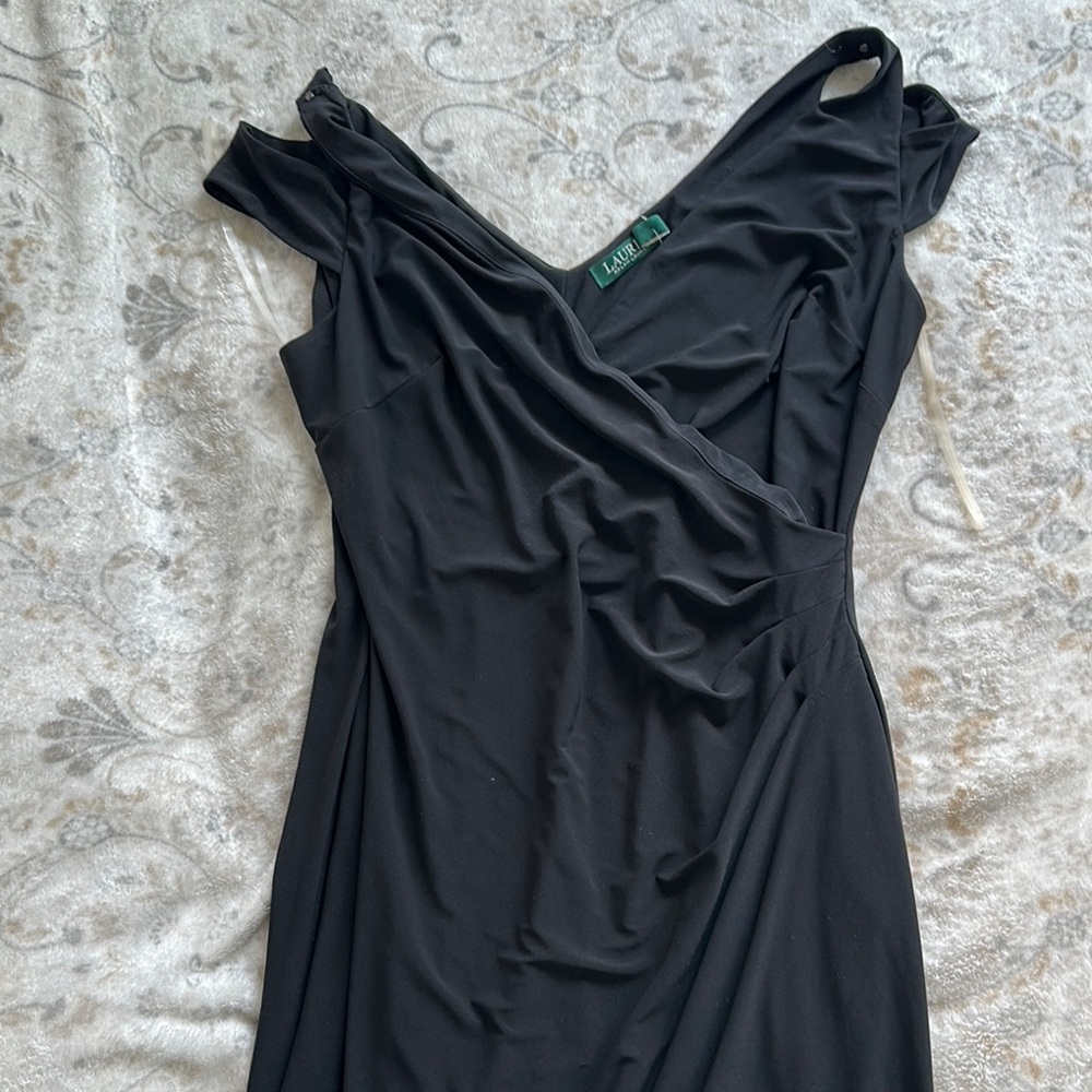 Ralph Lauren Blue Label Black Ruched One Shoulder Dress